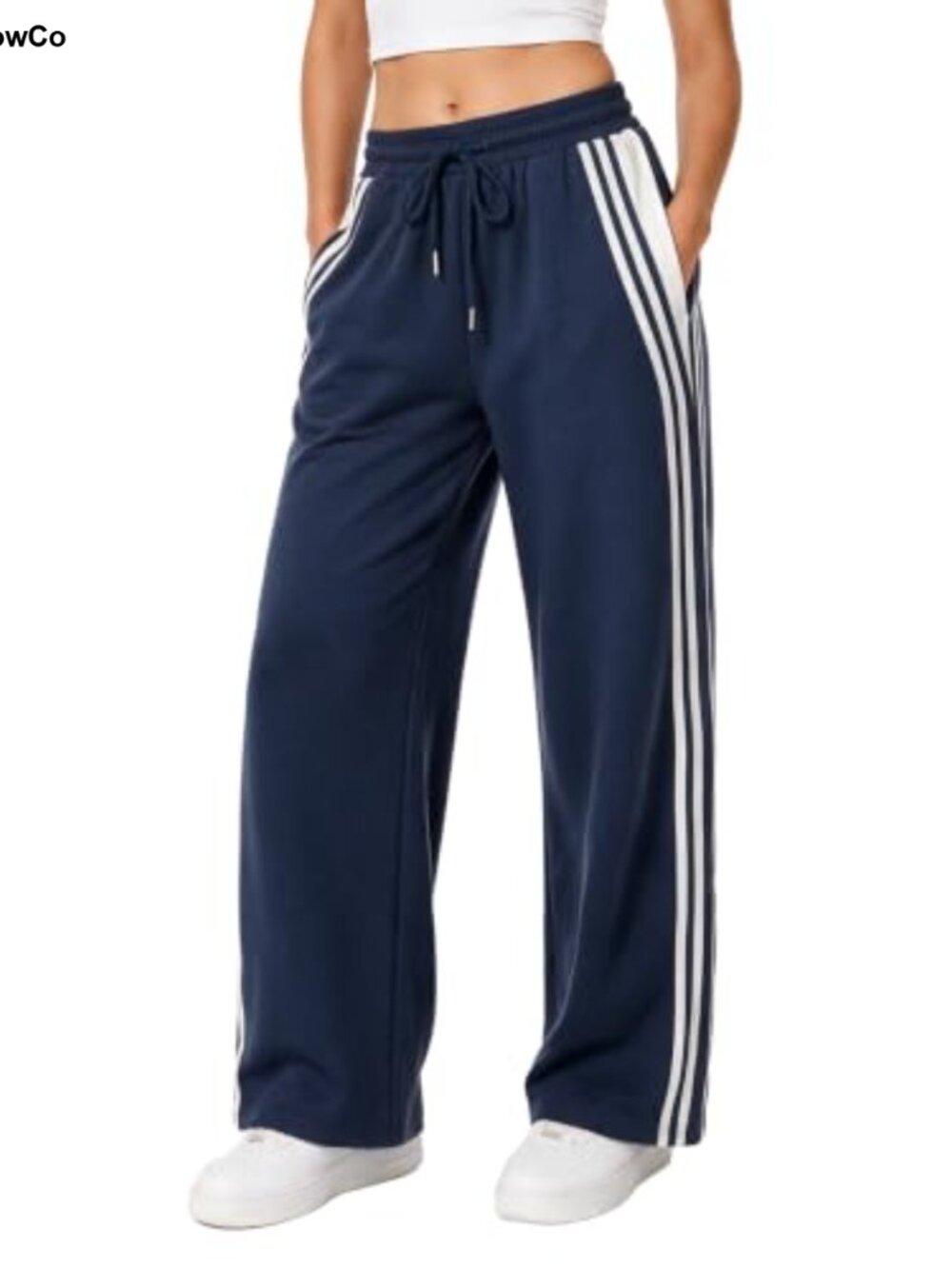 Womens Wide Leg Striped Sweatpants Baggy Y2K Track Pants Cotton Blend